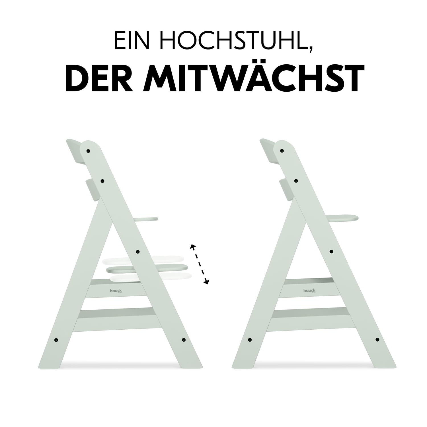 Mitwachsender Kinderhochstuhl aus Buchenholz – Mint, ab 6 Monaten bis 90 kg, mit 5-Punkt-Gurt, Schutzbügel & Schrittgurt