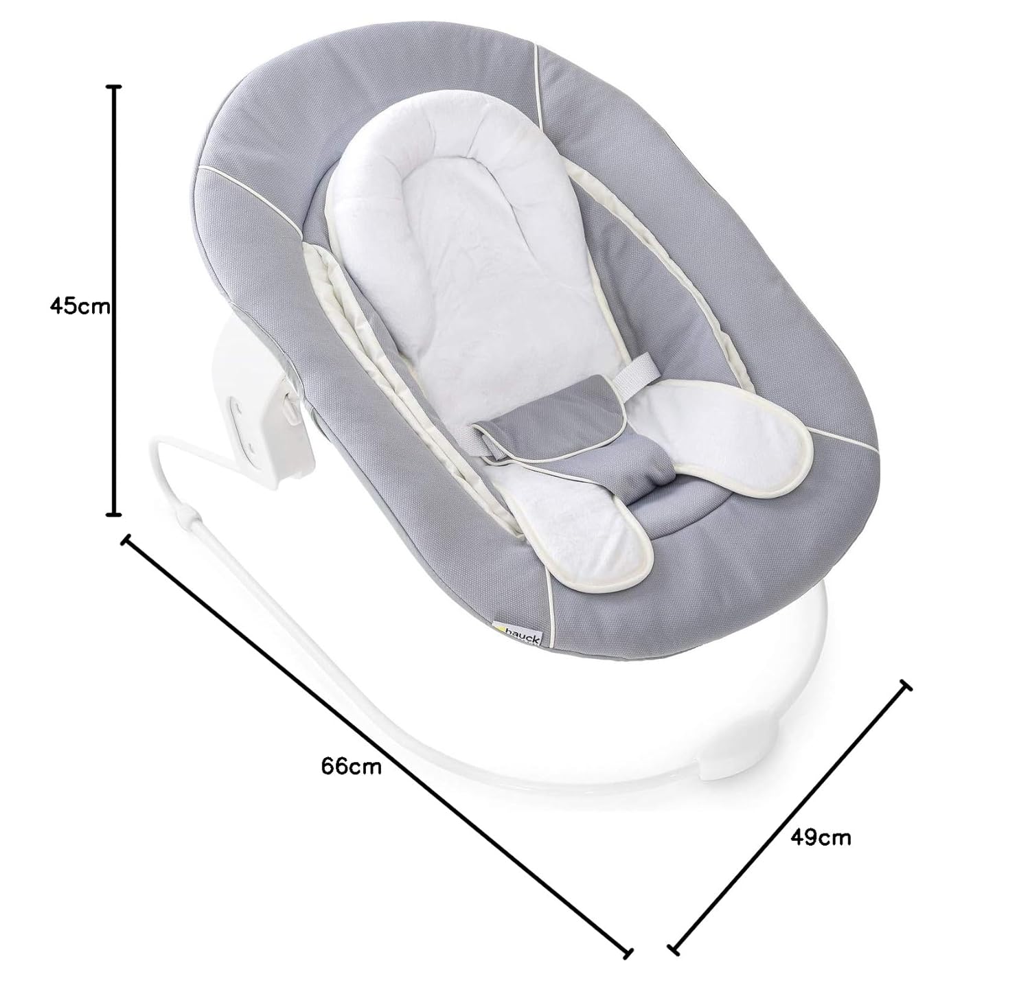 2-in-1 Babywippe & Neugeborenenaufsatz – Grau, ab Geburt bis 9 kg, mit Wippgestell, Sitzverkleinerer & 3-Punkt-Gurt, kompatibel mit Holzhochstühlen